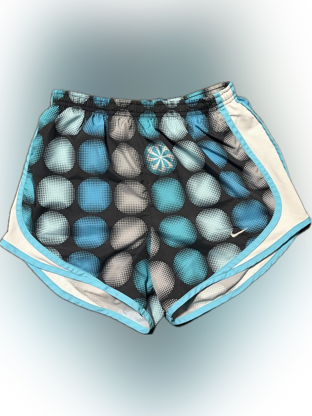 Nike Dri-Fit Women’s Black and Blue Polka Dot Athletic Shorts